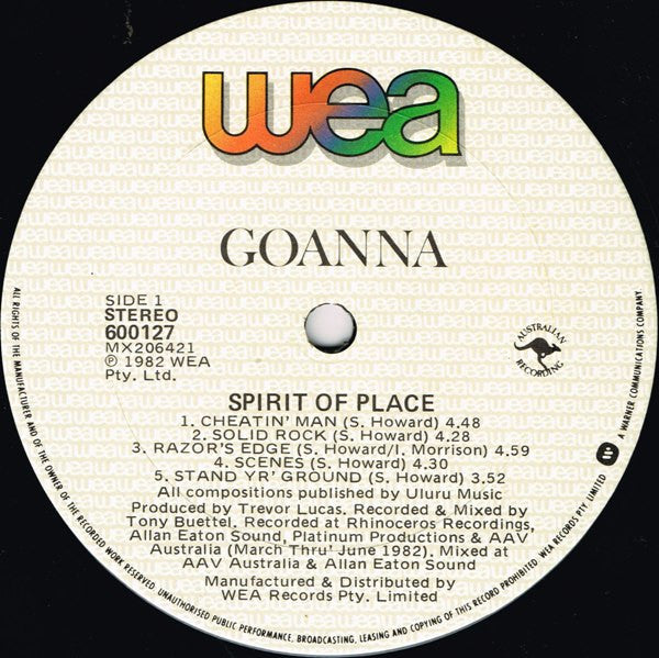 Goanna : Spirit Of Place (LP, Album, Gat)