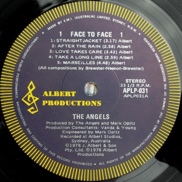 The Angels : Face To Face (LP, Album, Gat)