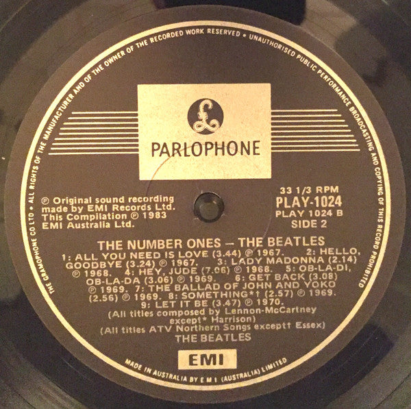 The Beatles : The Number Ones (LP, Comp, 1st + 7", EP, Comp, 1st)