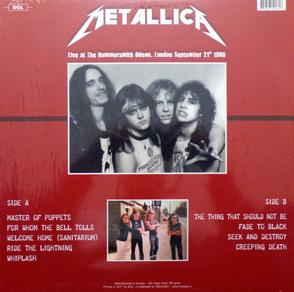 METALLICA - Live At The Hammersmith Odeon London September 21th 1986 (Colour Vinyl)