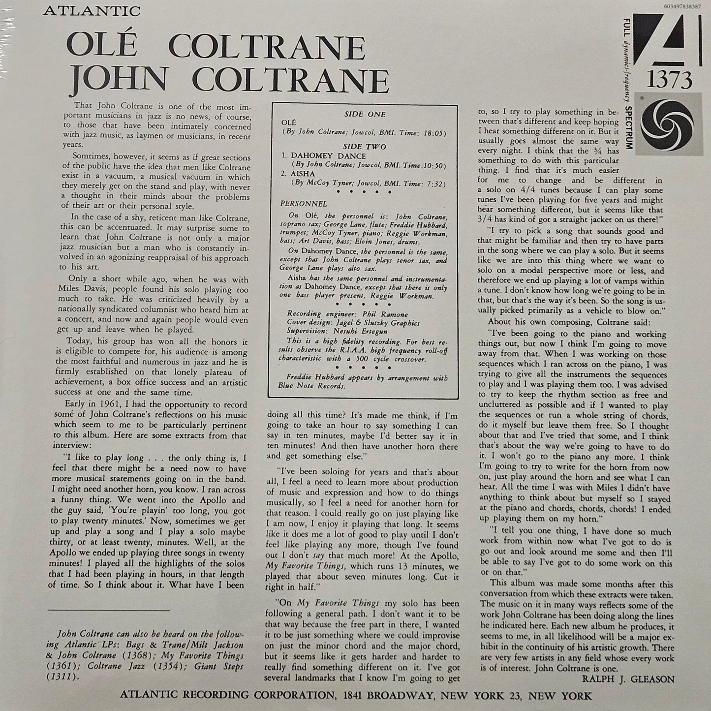 John Coltrane - Ole Coltrane LP Vinyl Record (Crystal Clear Vinyl)