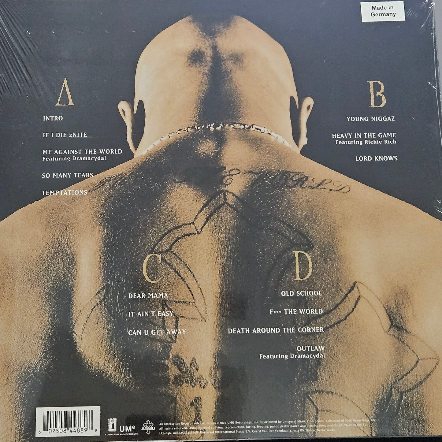 2Pac – Me Against The World (2 x Vinyl, LP, Album, 180g) Tupac 25th Anniversary