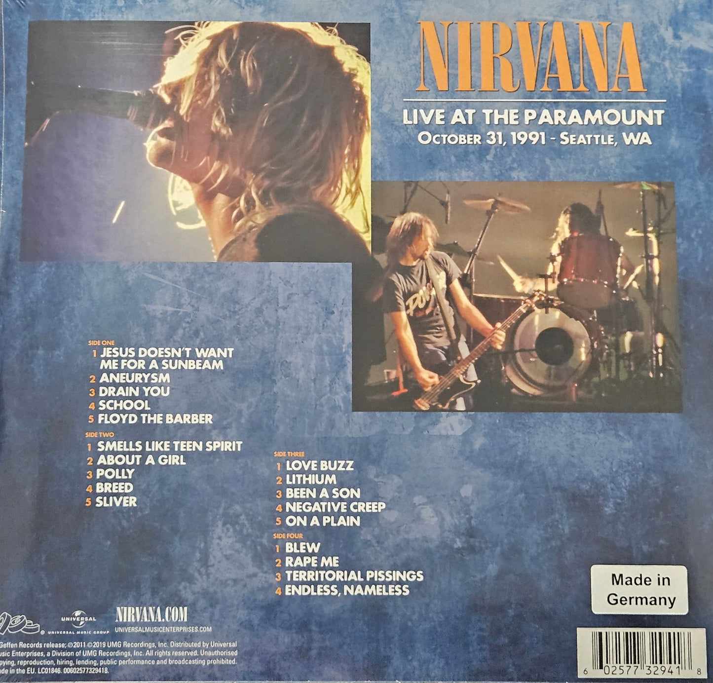 NIRVANA
Live At The Paramount (2LP Set) Gatefold