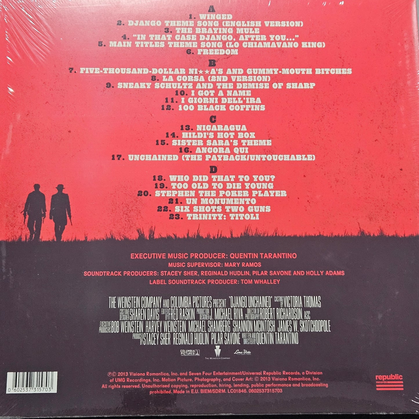 DJANGO UNCHAINED SOUNDTRACK QUENTIN TARANTINO 2LP GATEFOLD