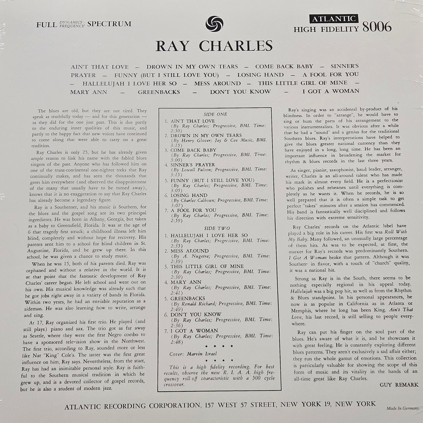 Ray Charles - Ray Charles (LP) - Crystal Clear Vinyl Limited Edition